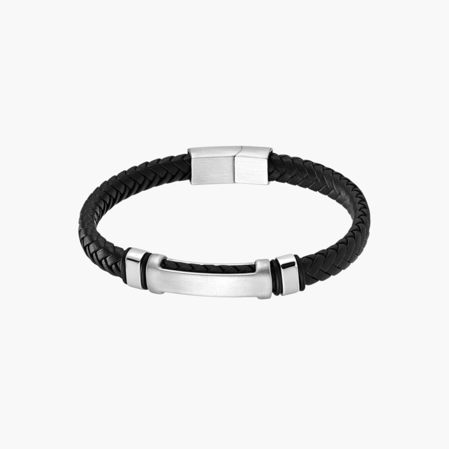 Pulseira de Couro e Aço Inoxidável 316L