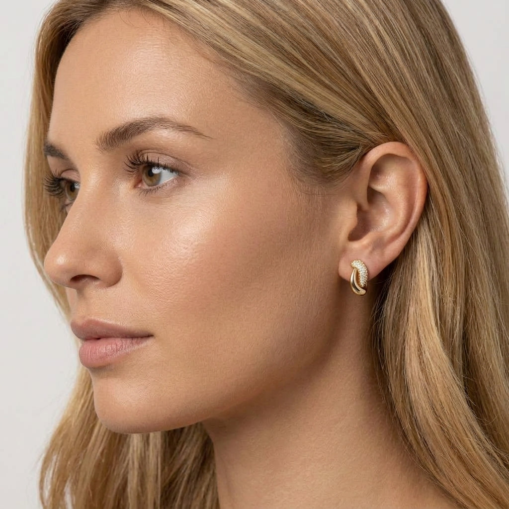 Braided Teardrop Earrings with Zirconia