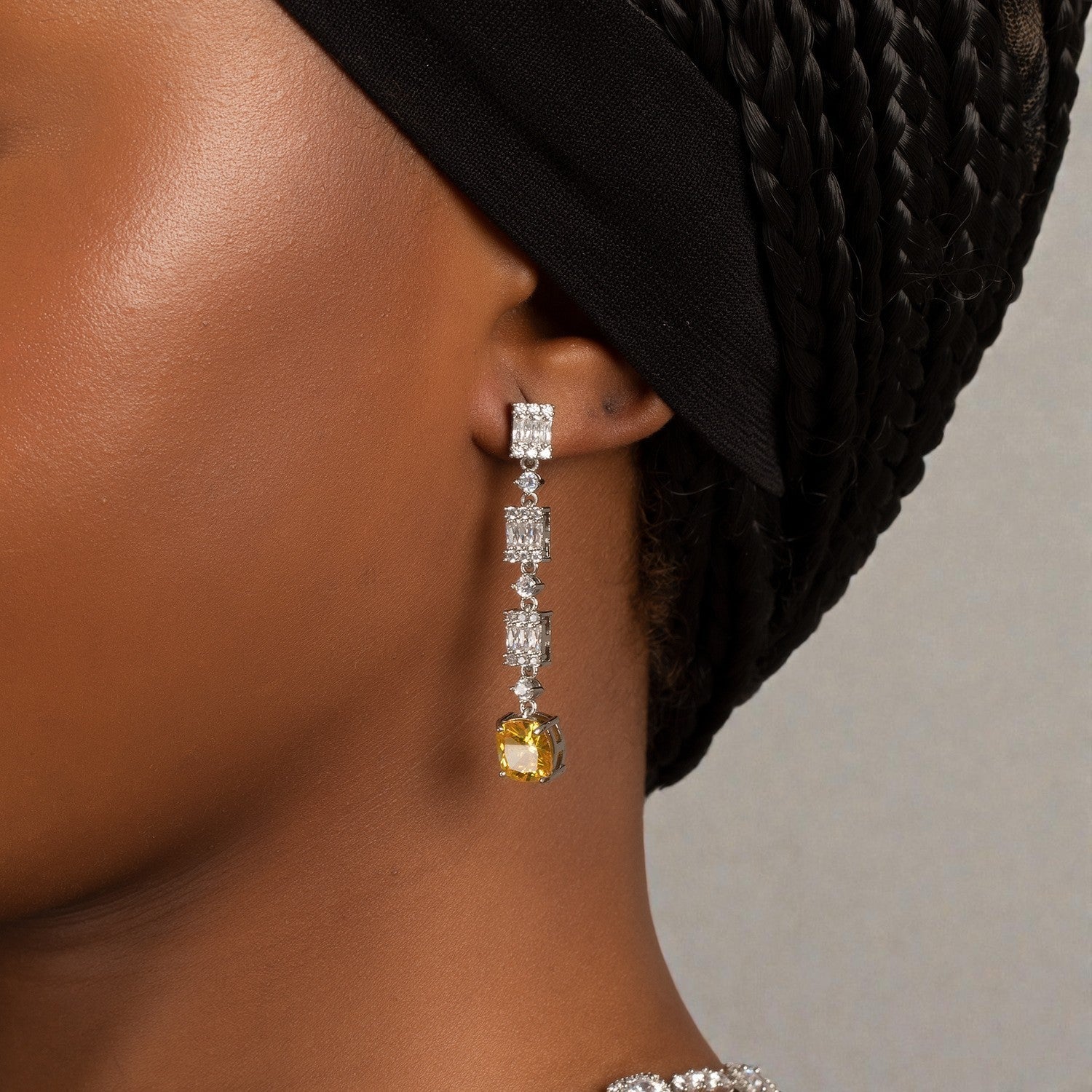 Conjunto de Colar e Brincos Citrino