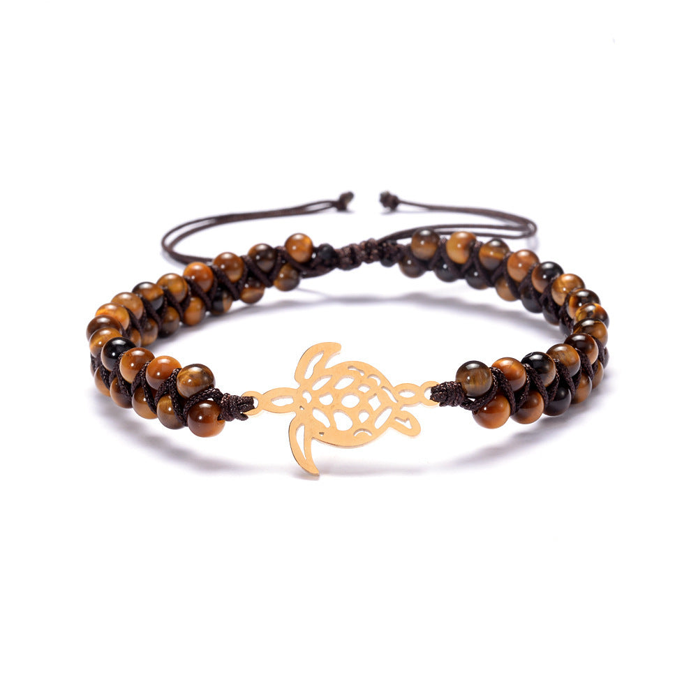 Turtle Bracelet in Natural Stone and Stainless Steel