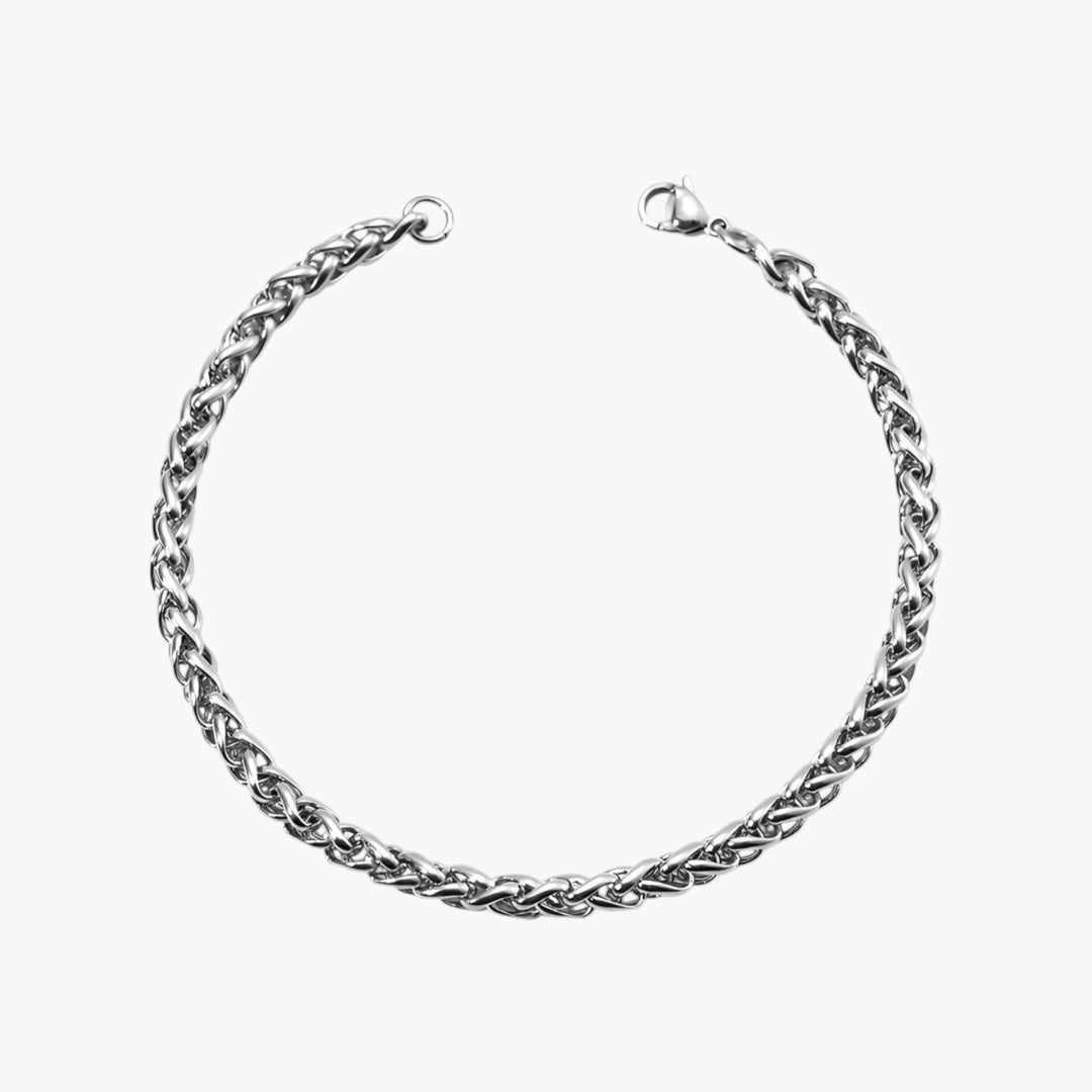 Pulseira Corrente Entrançada em Aço Inoxidável