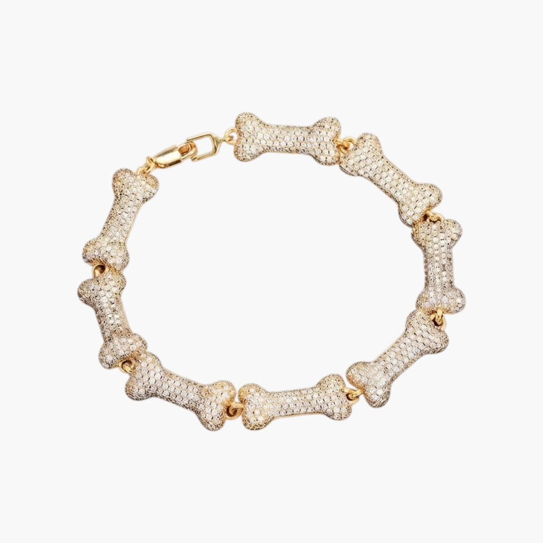 Pulseira Hip-Hop em Formato de Osso Iced Out