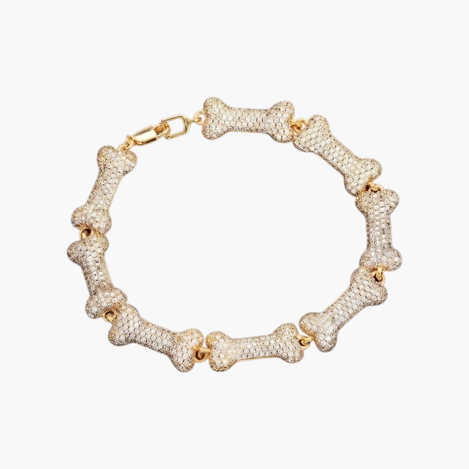 Pulseira Hip-Hop em Formato de Osso Iced Out