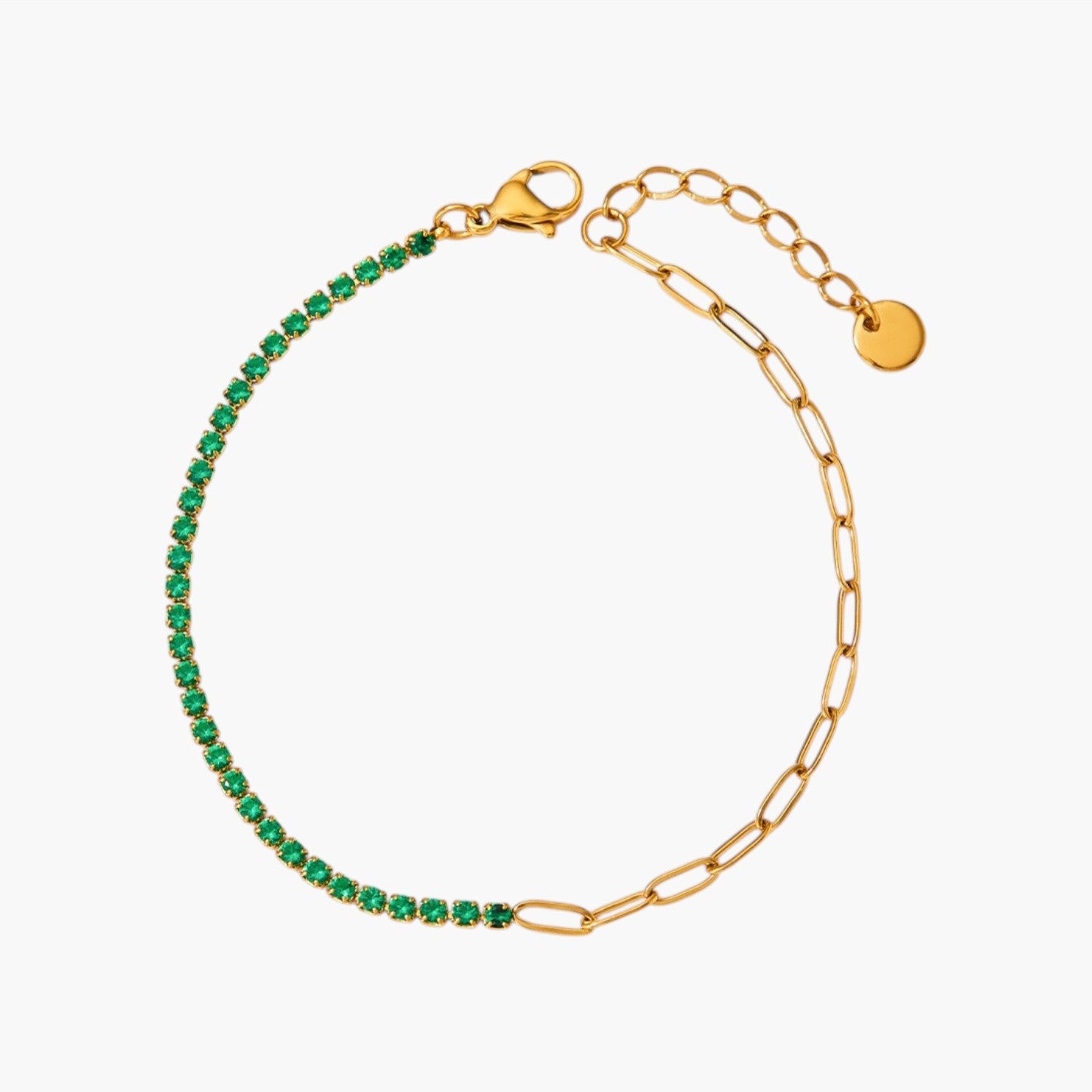 Pulseira Mista de Elos e Zircónias em Aço Inoxidável