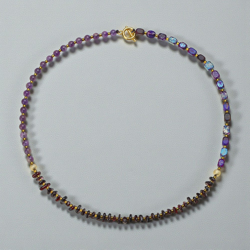 Pulseira e Colar Ametista em Pedra Natural