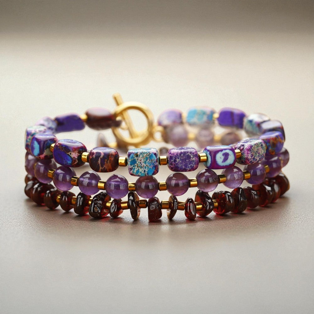 Pulseira e Colar Ametista em Pedra Natural