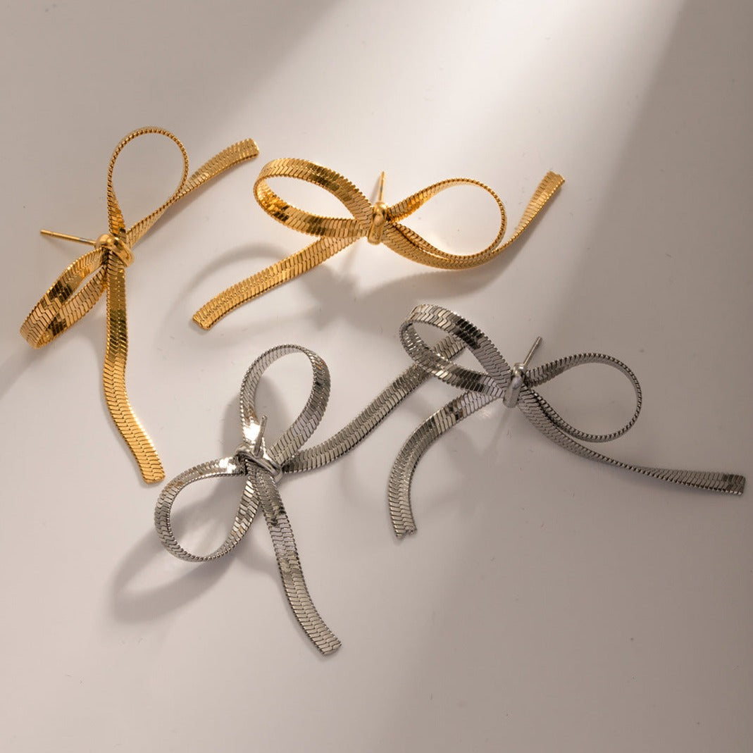 Stainless Steel Bow Earrings