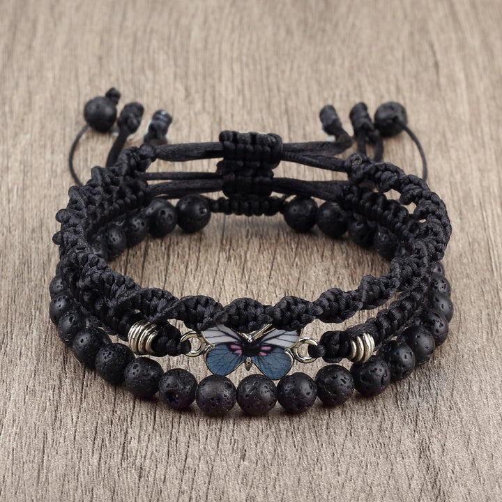 Conjunto de 3 Pulseiras em Corda e Pedra Natural