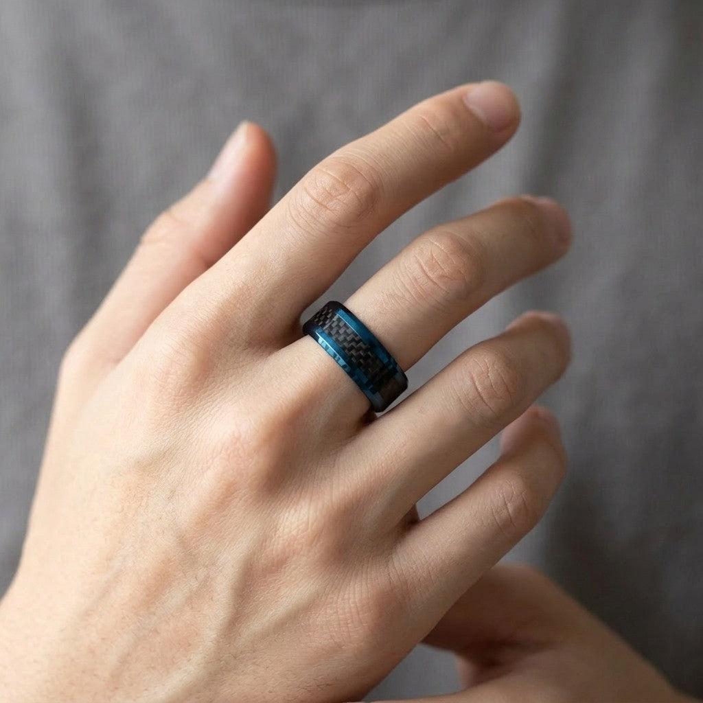 Tungsten Ring with Carbon Fiber Detail