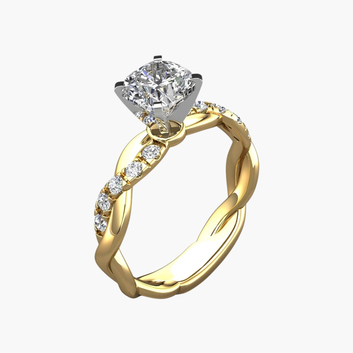 Anillo Solitario Trenzado con Circonita Cuadrada