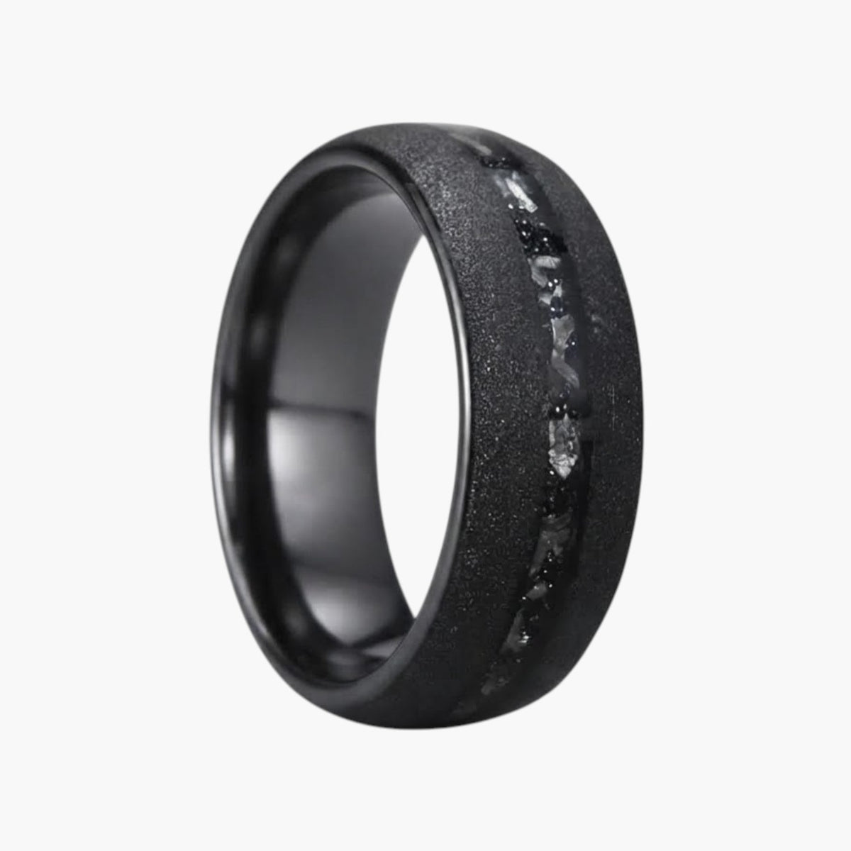 Tungsten Steel Textured Meteorite Ring
