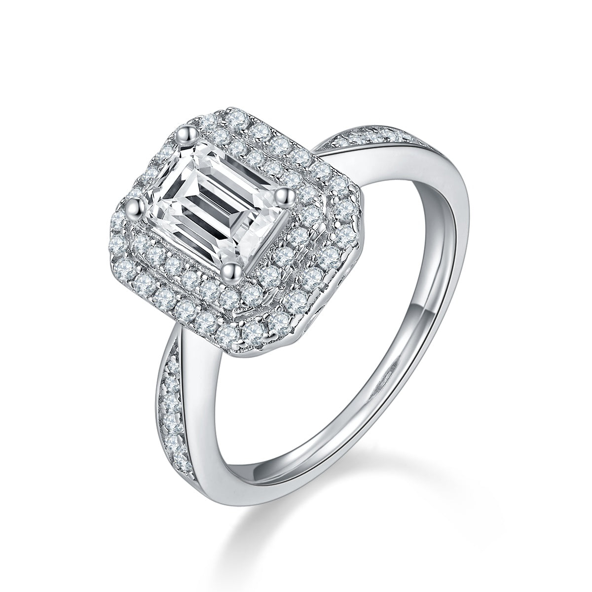 Anel em Prata 925 com Moissanite Octogonal