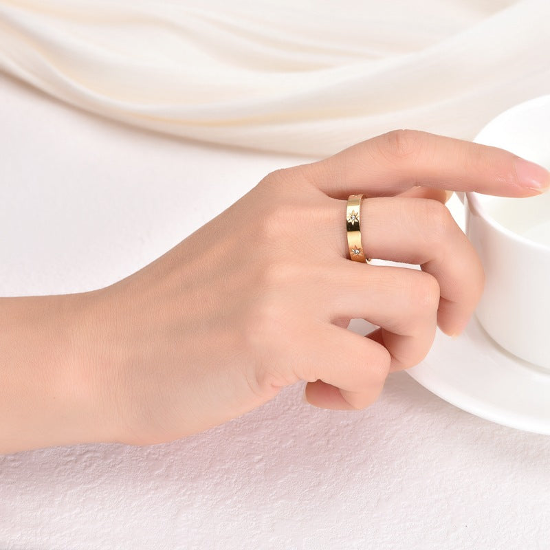 Anel com Estrela de Cinco Pontas em Aço Inoxidável