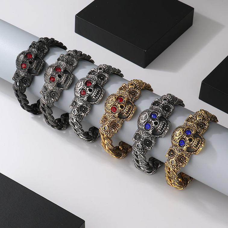 Pulseira Skull em Aço Inoxidável