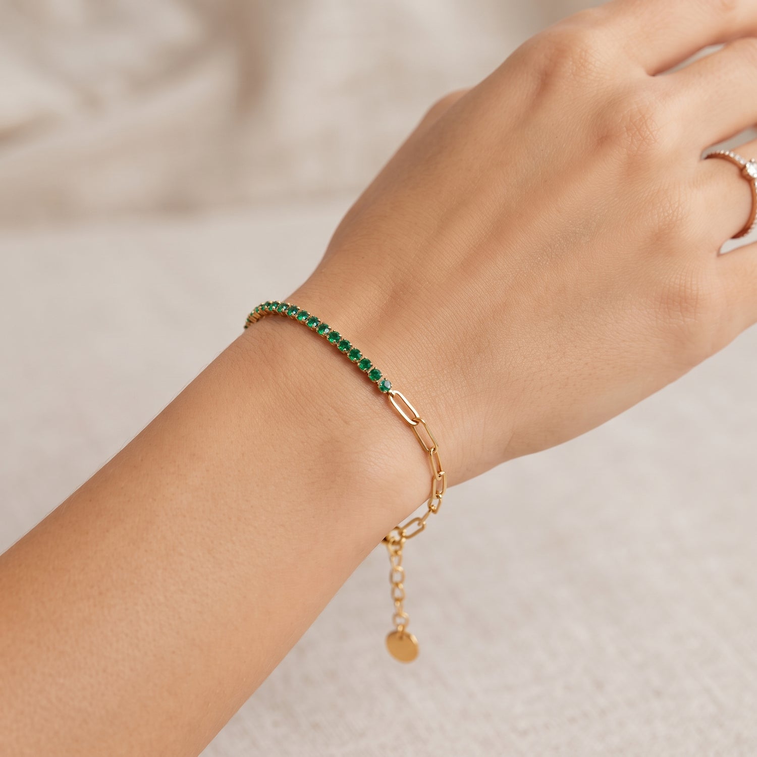 Pulseira Mista de Elos e Zircónias em Aço Inoxidável