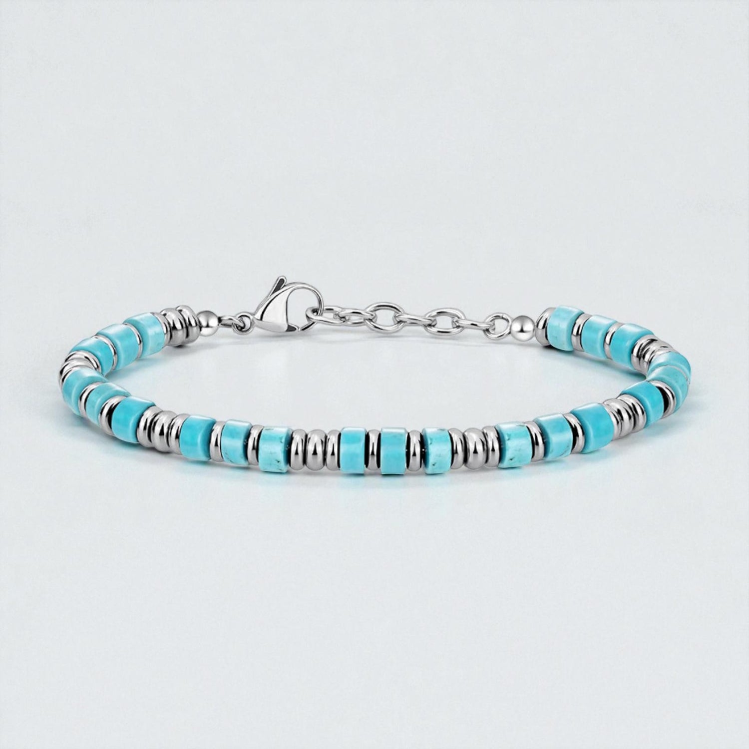 Pulseira em Pedra Natural e Aço Inoxidável