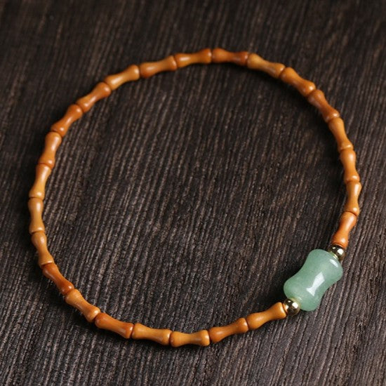 Pulseira Bambu com Jade Verde