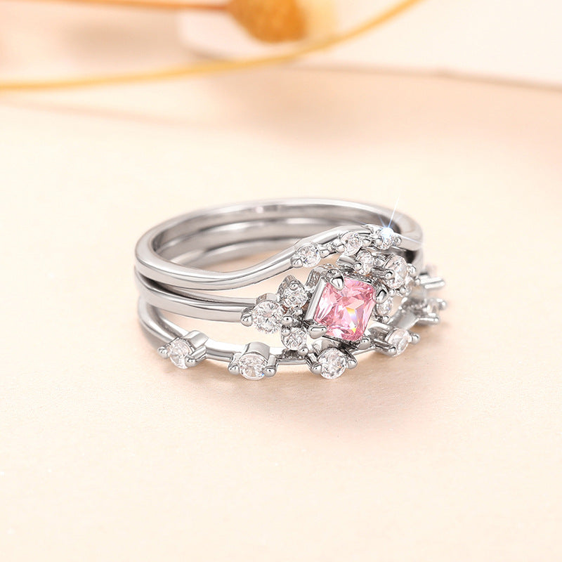 Conjunto de 3 Anéis com Zircónia