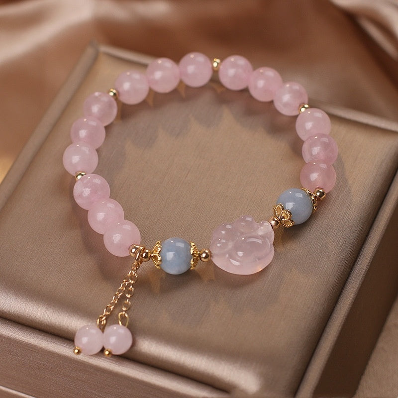 Pulseira em Cristal Rosa Doce