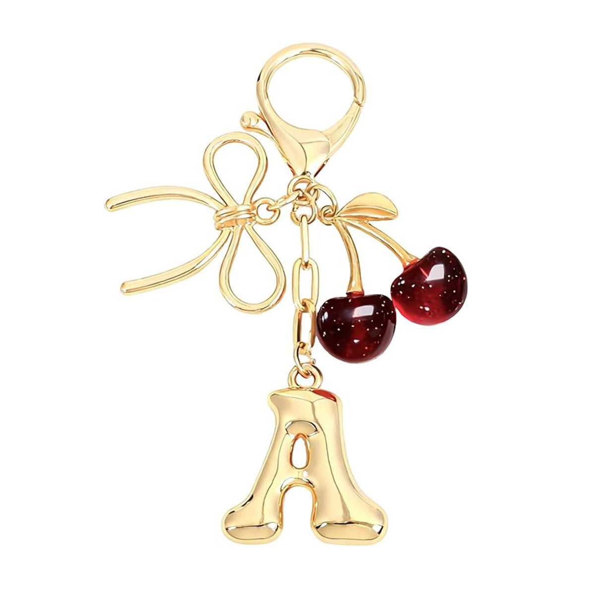 Porta-Chaves Letra A–Z com Laço e Cereja