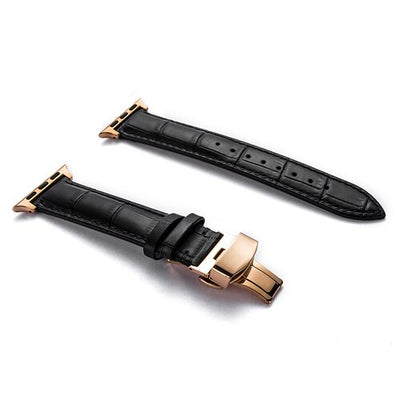 Bracelete de Couro e Aço Inoxidável para Apple Watch