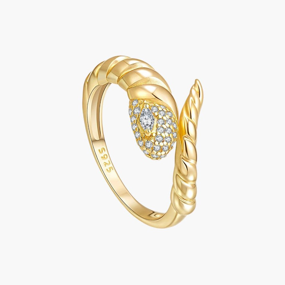 Anillo Serpiente Engastado en Plata de Ley 925