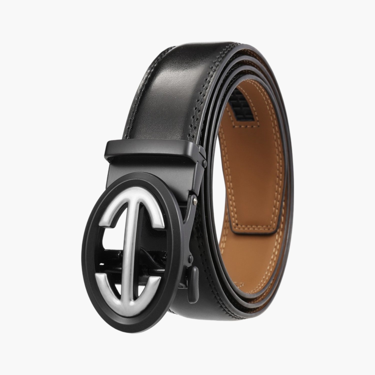 Cinto com Fivela Automática em Pele Genuína para Homem