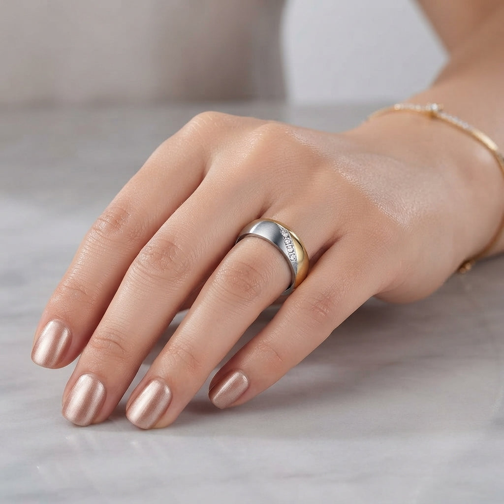 Two-Tone Stainless Steel Couple Ring