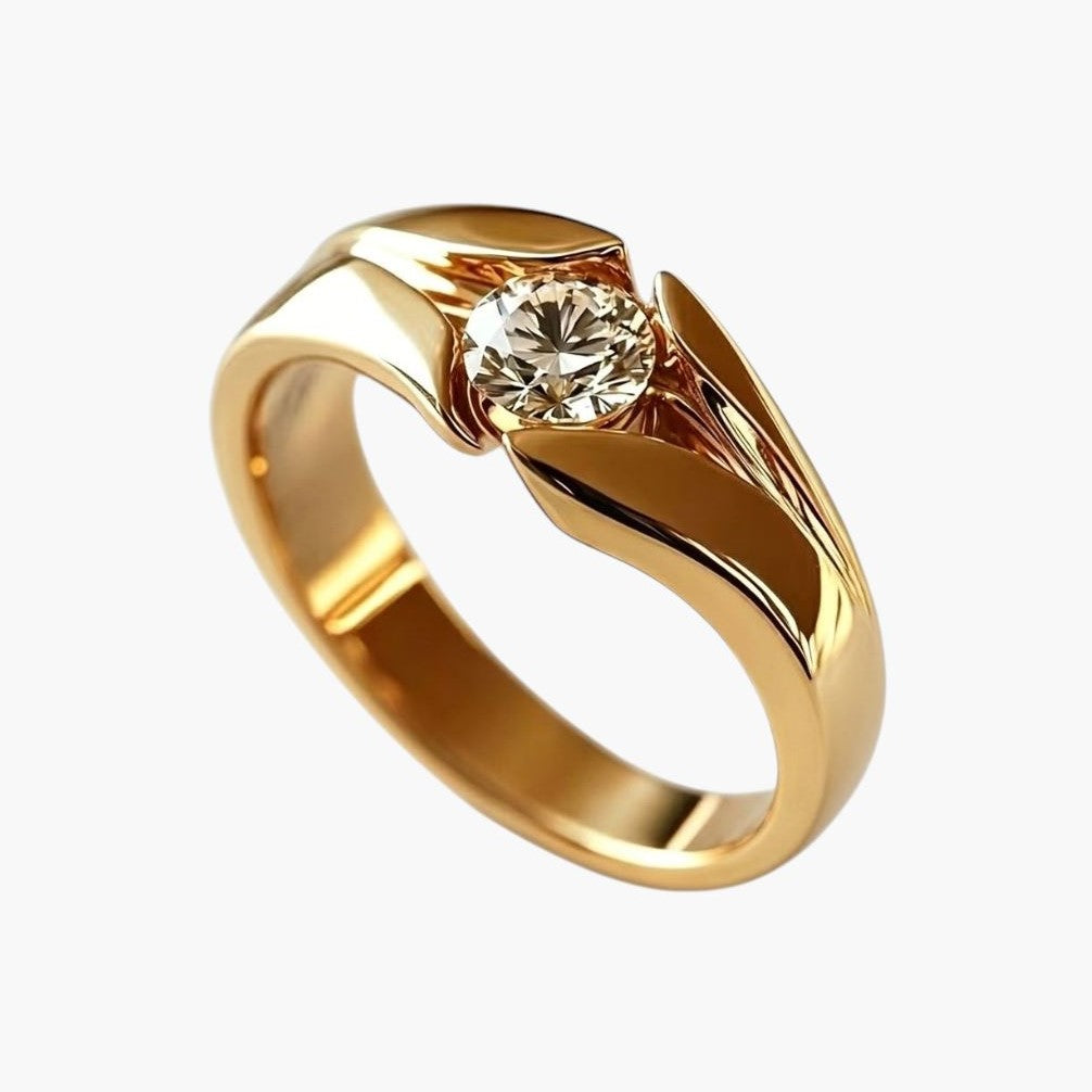 Anillo Solitario Moderno con Circonita Central