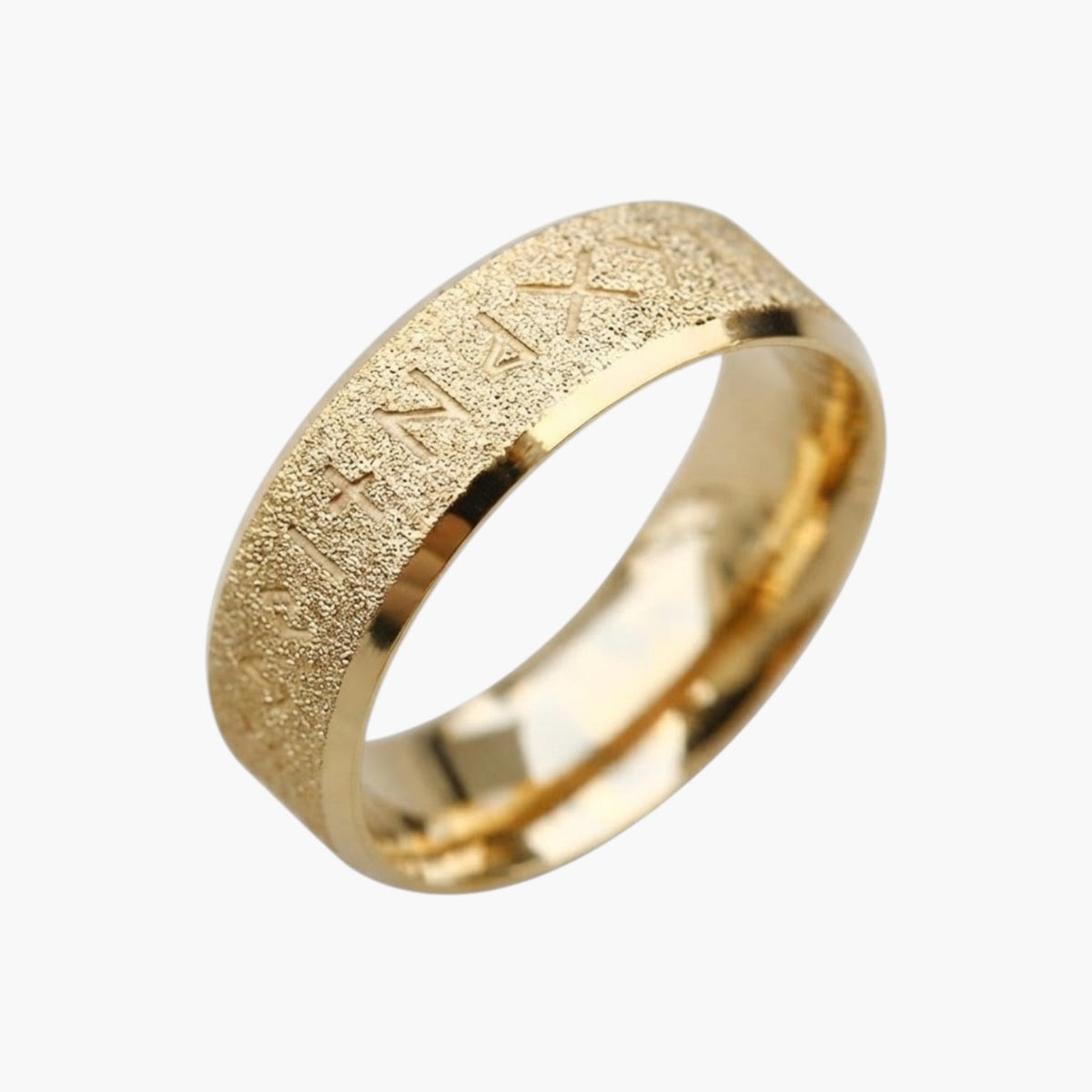 Stainless Steel Textured Symbol Ring