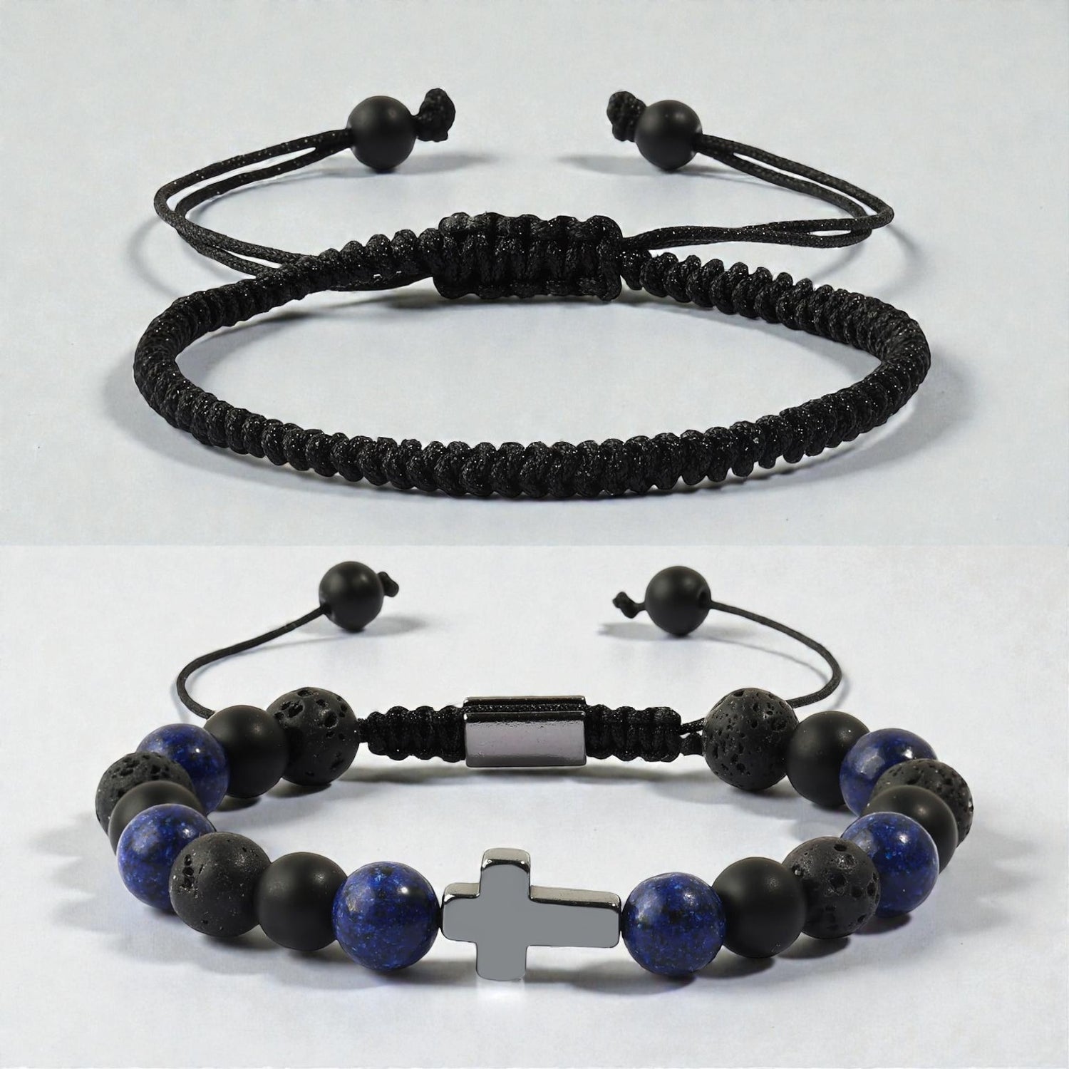 Conjunto de 2 Pulseiras em Corda e Pedra Natural