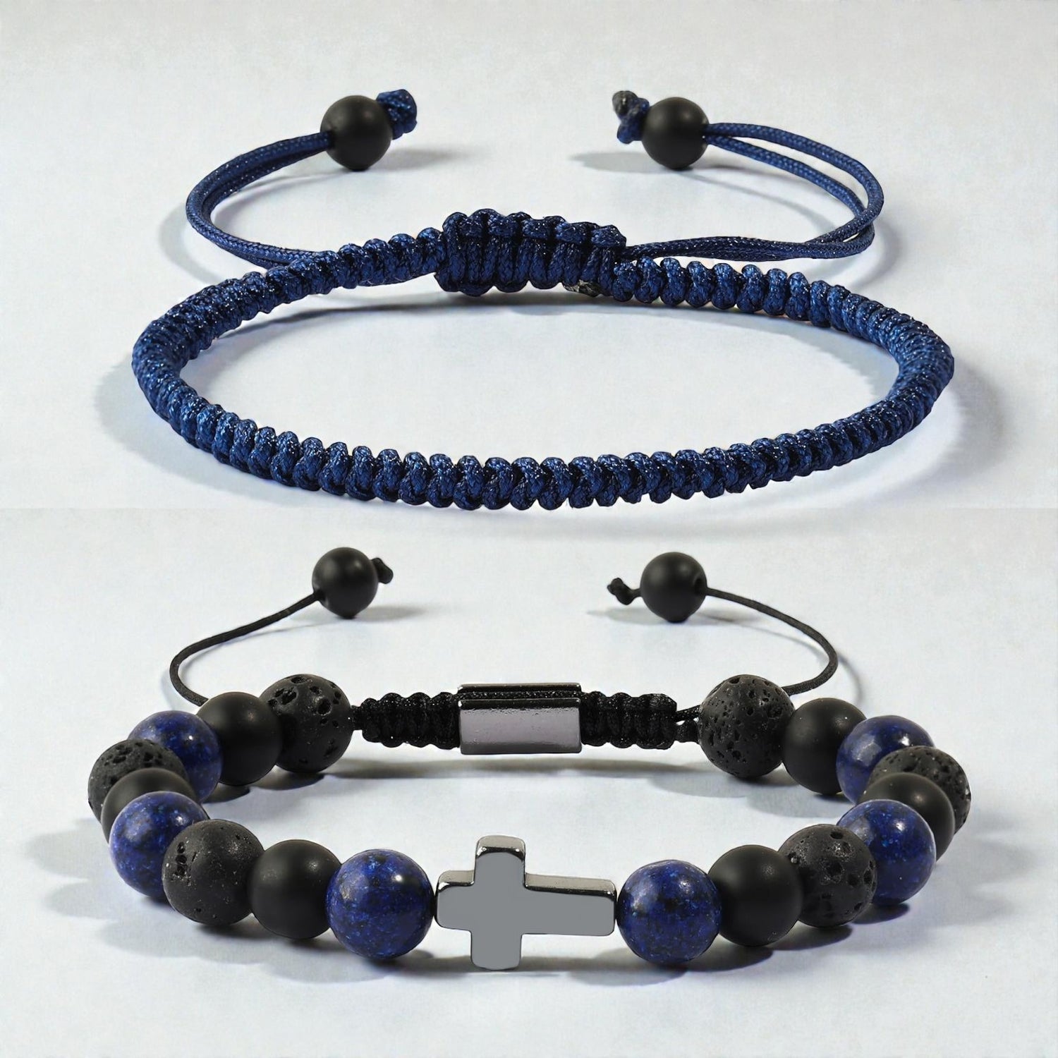 Conjunto de 2 Pulseiras em Corda e Pedra Natural