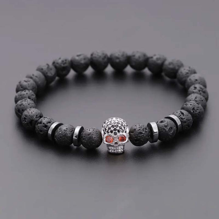 Pulseira Skull em Pedra Natural