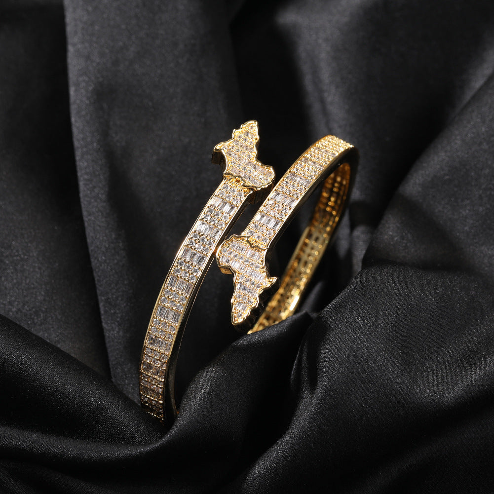 Pulseira Mapa de África com Zircônia Cúbica