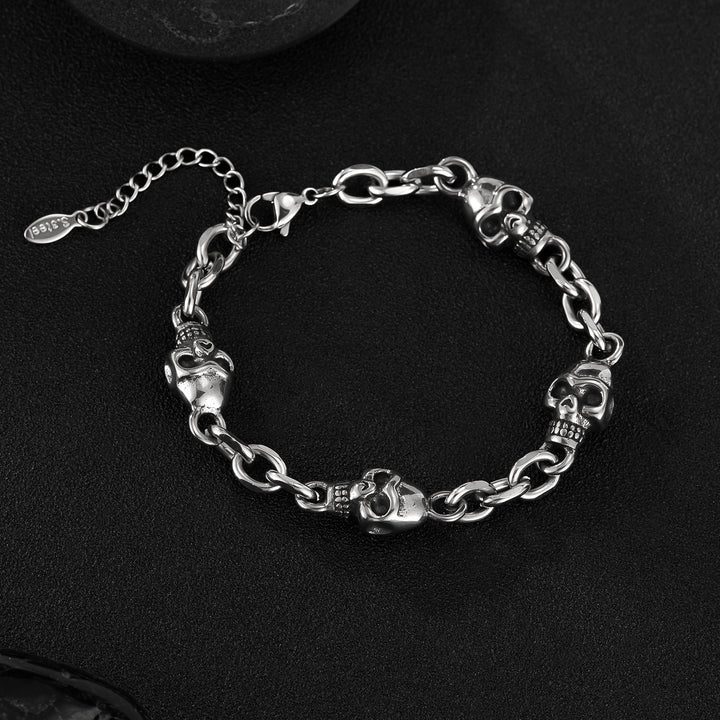 Pulseira Skull em Aço Inoxidável