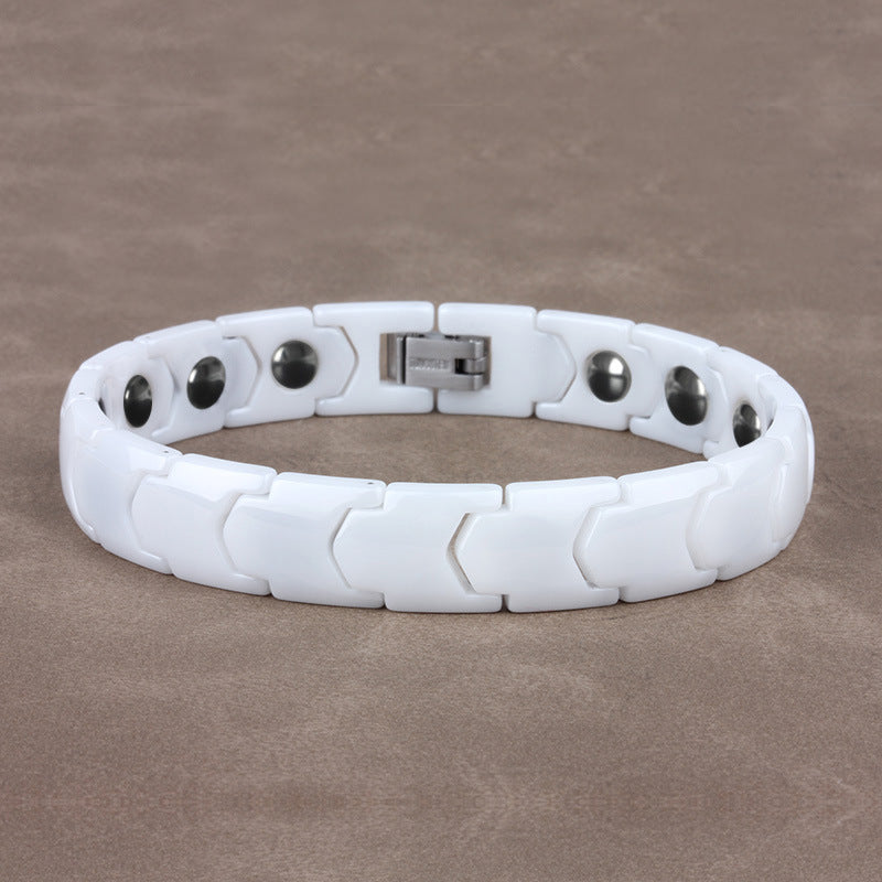 Pulseira Magnética em Aço Inoxidável e Cerâmica