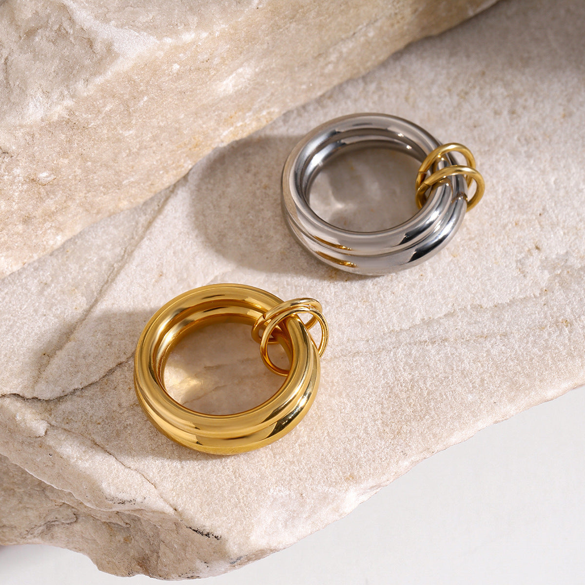 Anel de Duas Peças em Aço Inoxidável