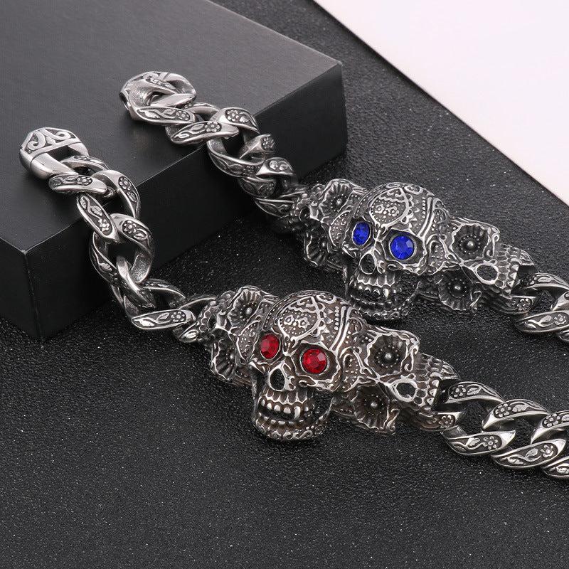 Pulseira Skull em Aço Inoxidável