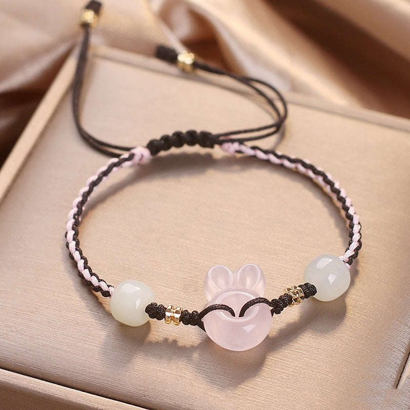 Pulseira Rabbit de Quartzo Morango