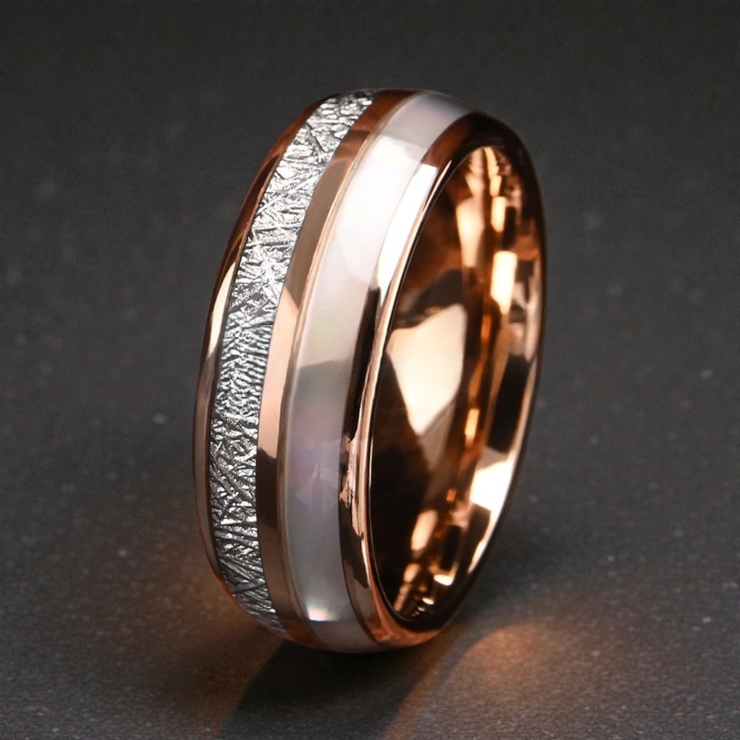 Anel Premium de Tungsténio com Madre-Pérola