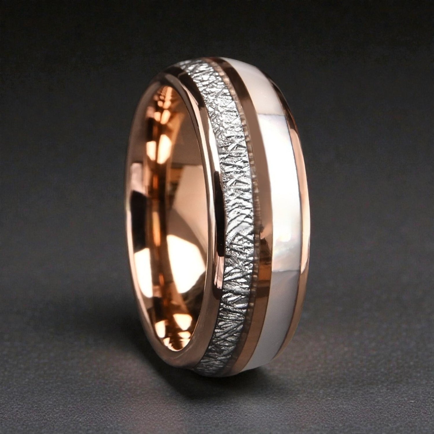 Anel Premium de Tungsténio com Madre-Pérola