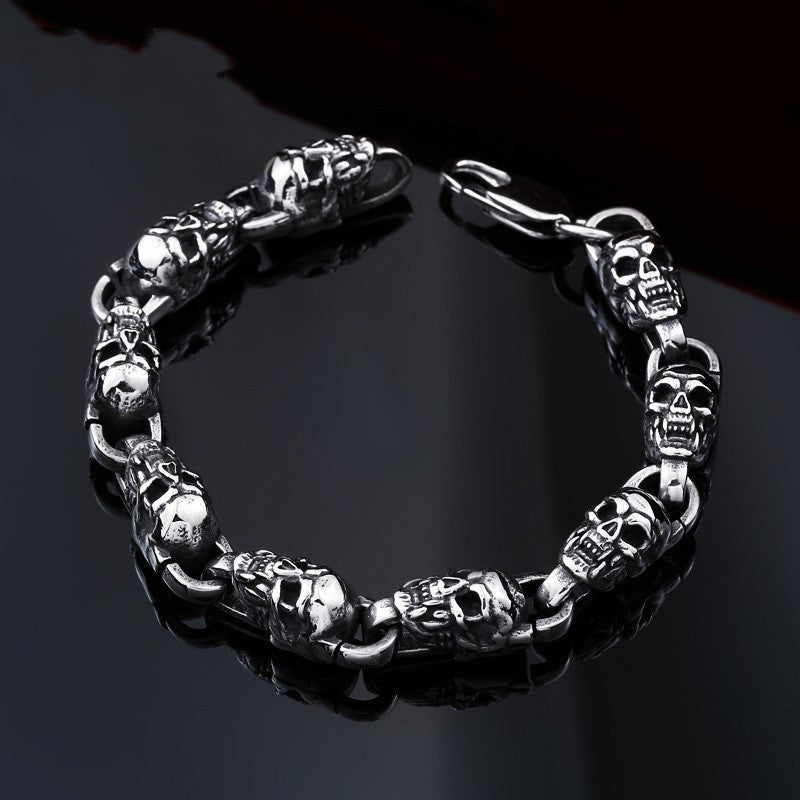 Pulseira Skull em Aço Inoxidável
