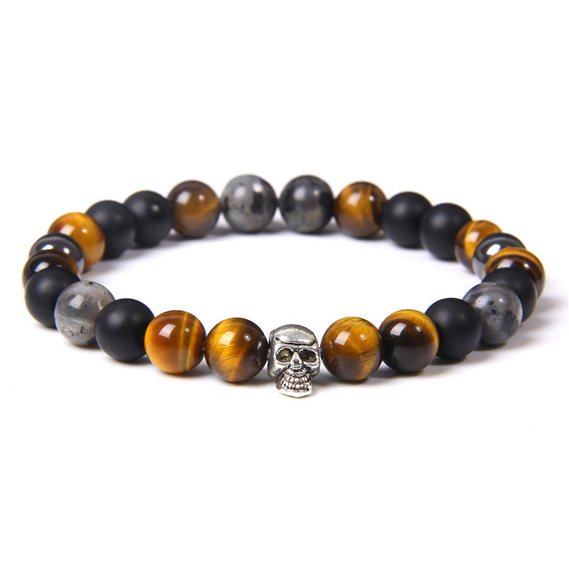 Pulseira Skull em Pedra Natural