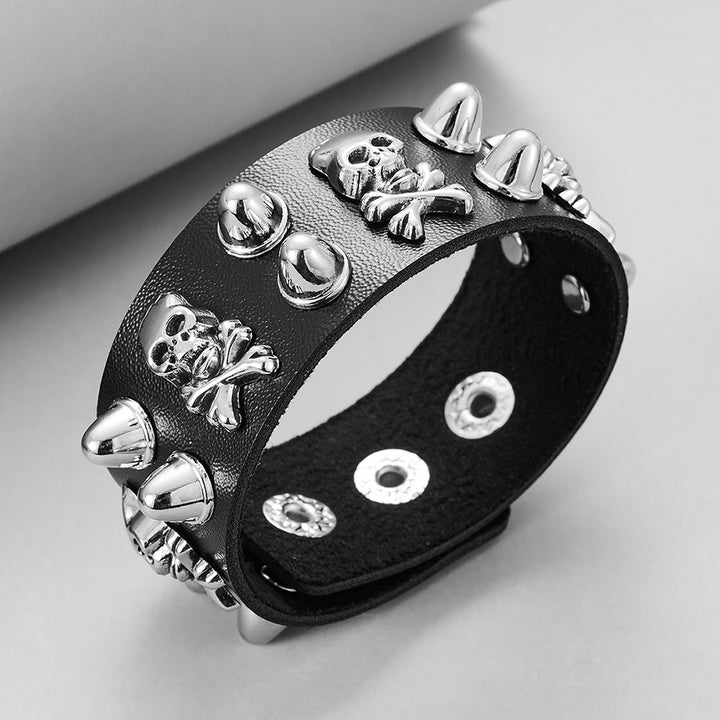 Pulseira Skull de Couro