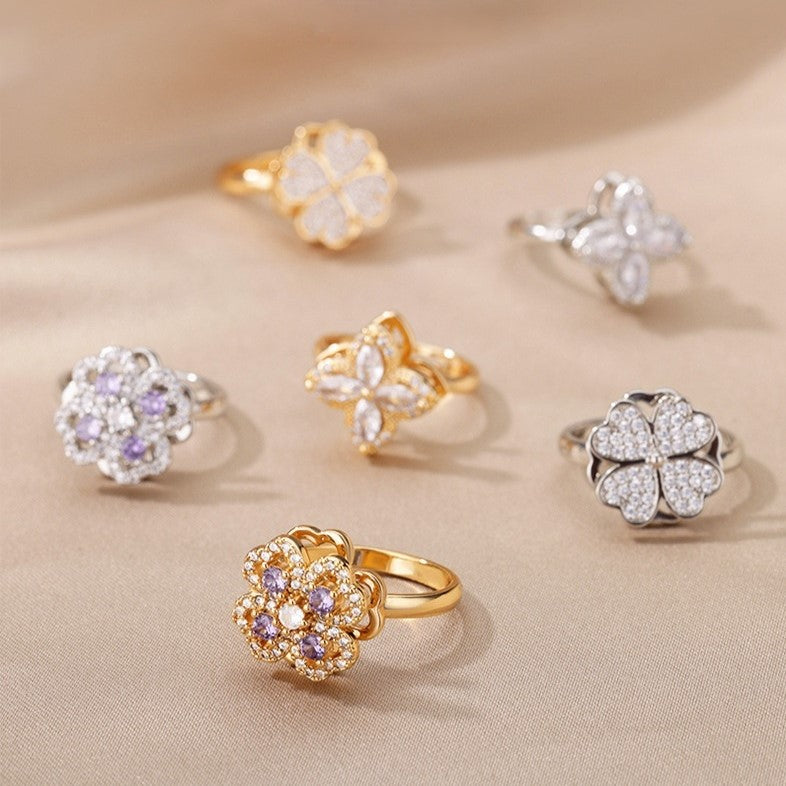 Anel Flower Rotativo com Zircónia