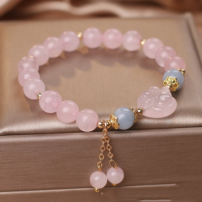 Pulseira em Cristal Rosa Doce