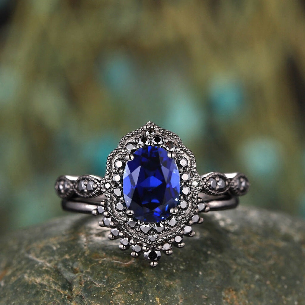 Conjunto de 2 Anéis Retro com Zircónia