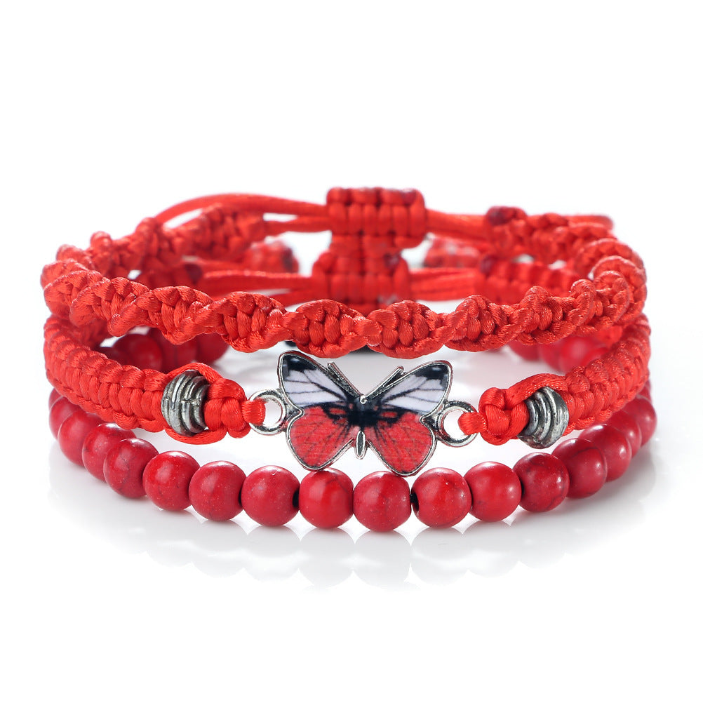 Conjunto de 3 Pulseiras em Corda e Pedra Natural