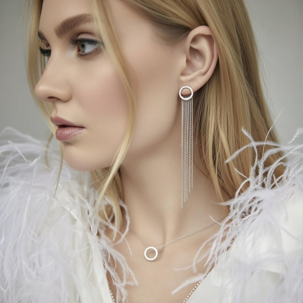 Brincos Longos em Prata 925 com Zircónias