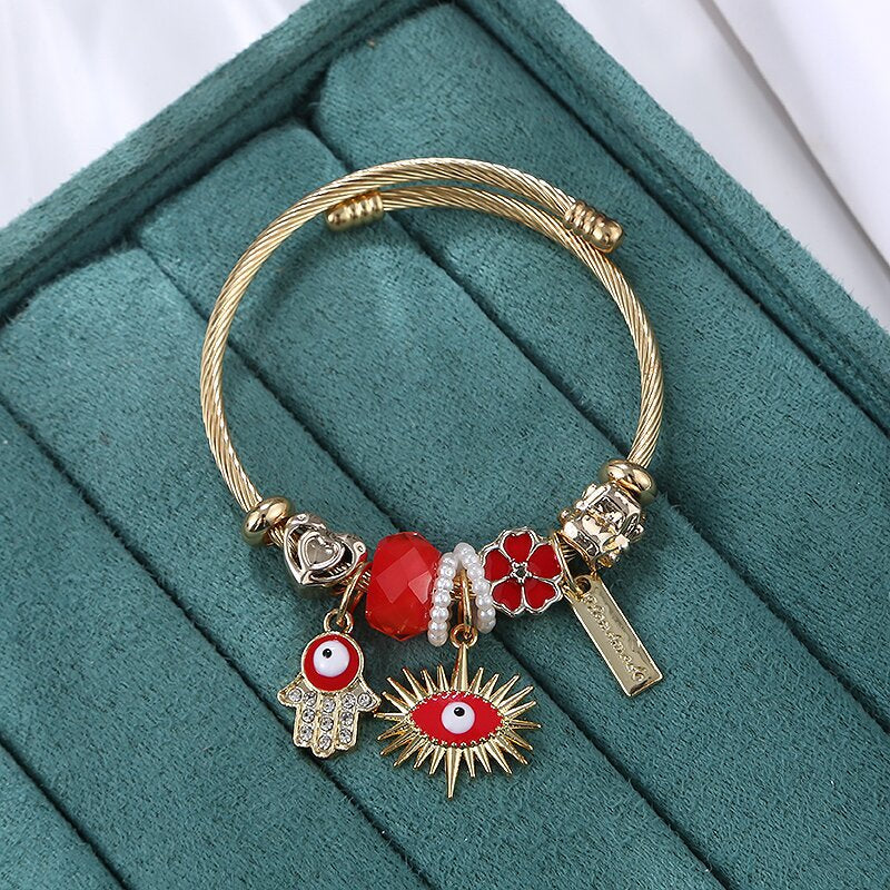 Pulseira Amuleto em Aço Inoxidável